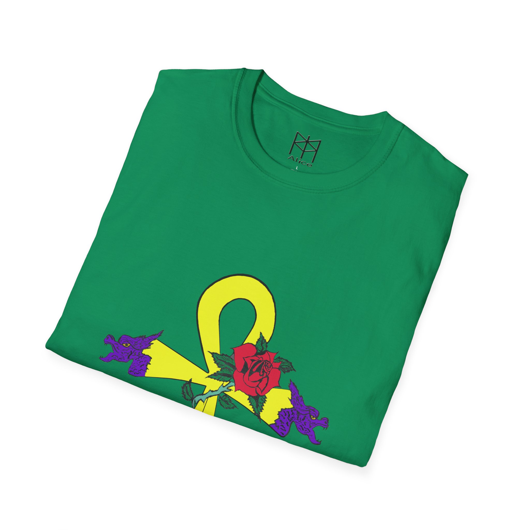 Gold Dragon Ahnk Unisex Softstyle T-Shirt - Image 24