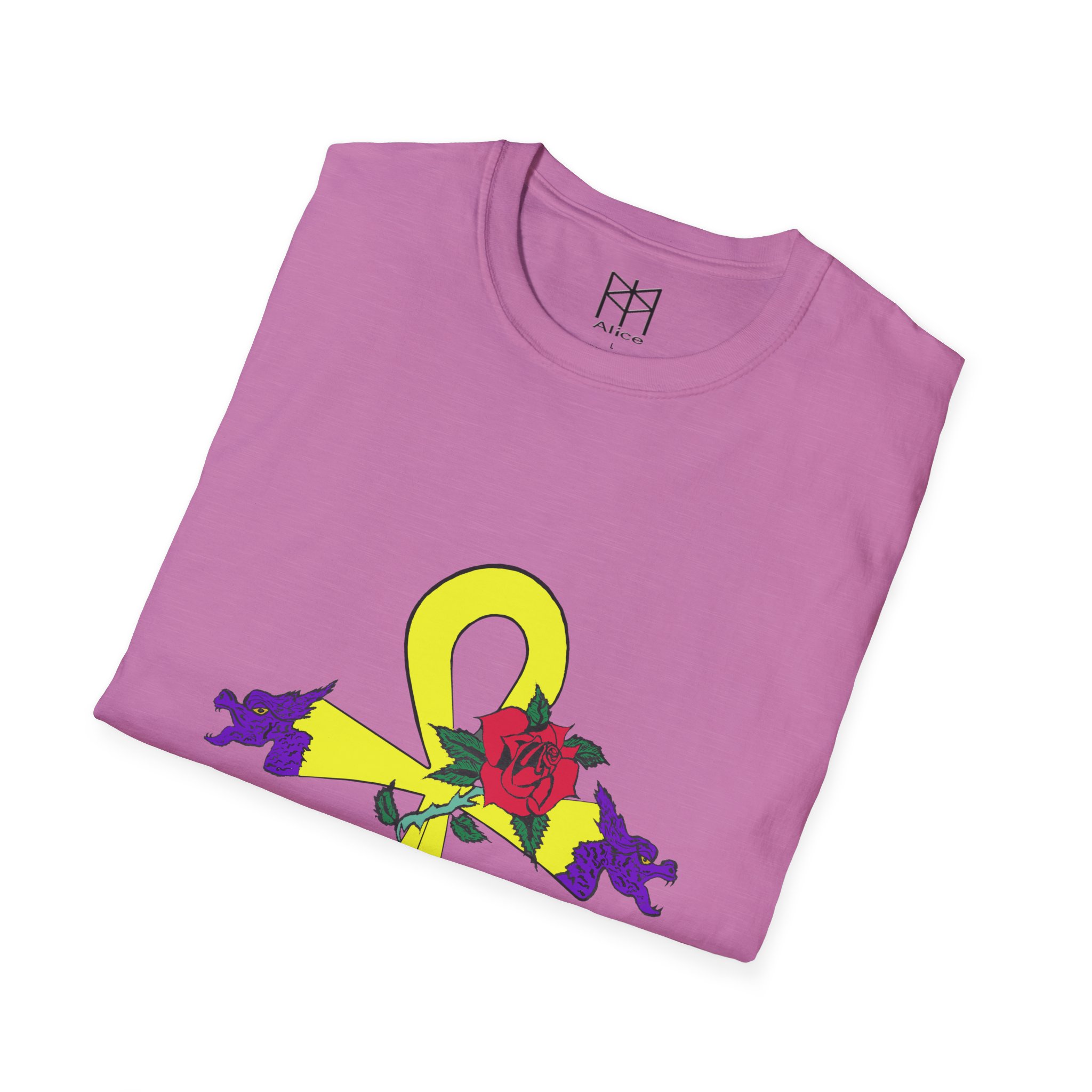 Gold Dragon Ahnk Unisex Softstyle T-Shirt - Image 36