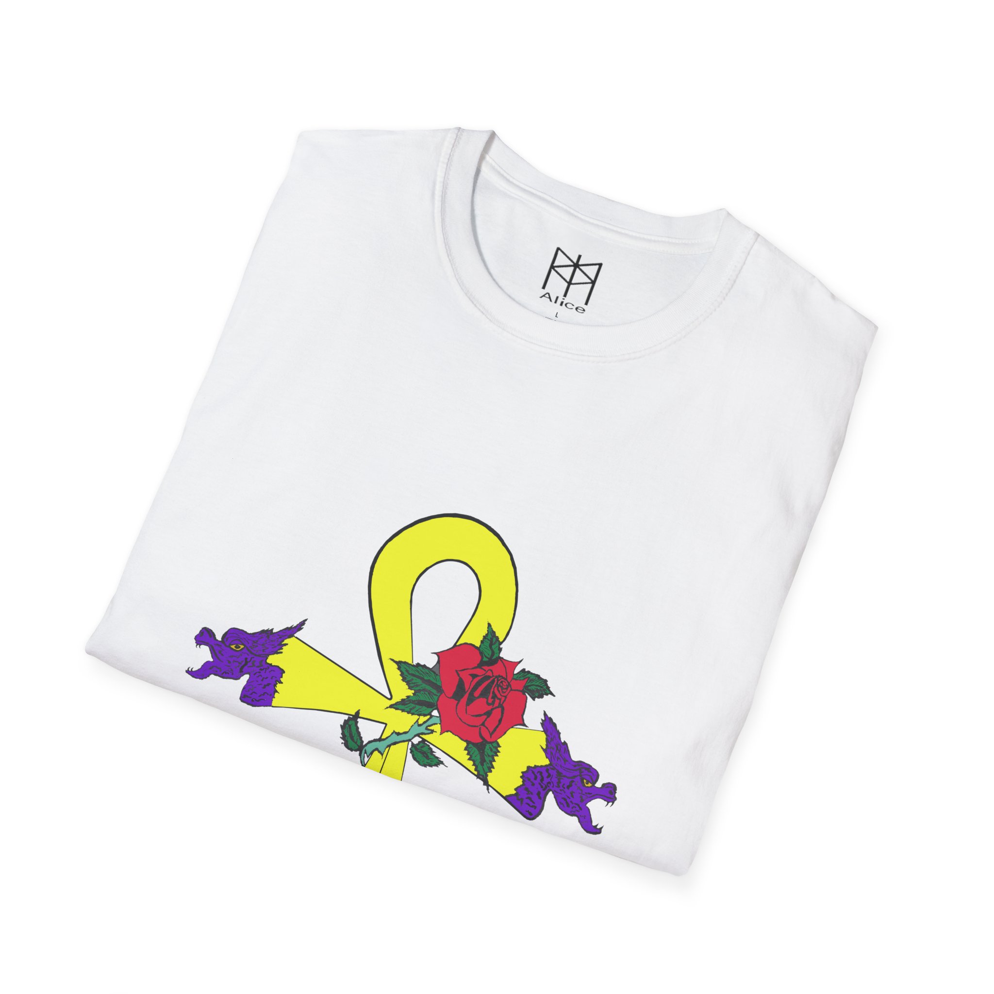 Gold Dragon Ahnk Unisex Softstyle T-Shirt - Image 4