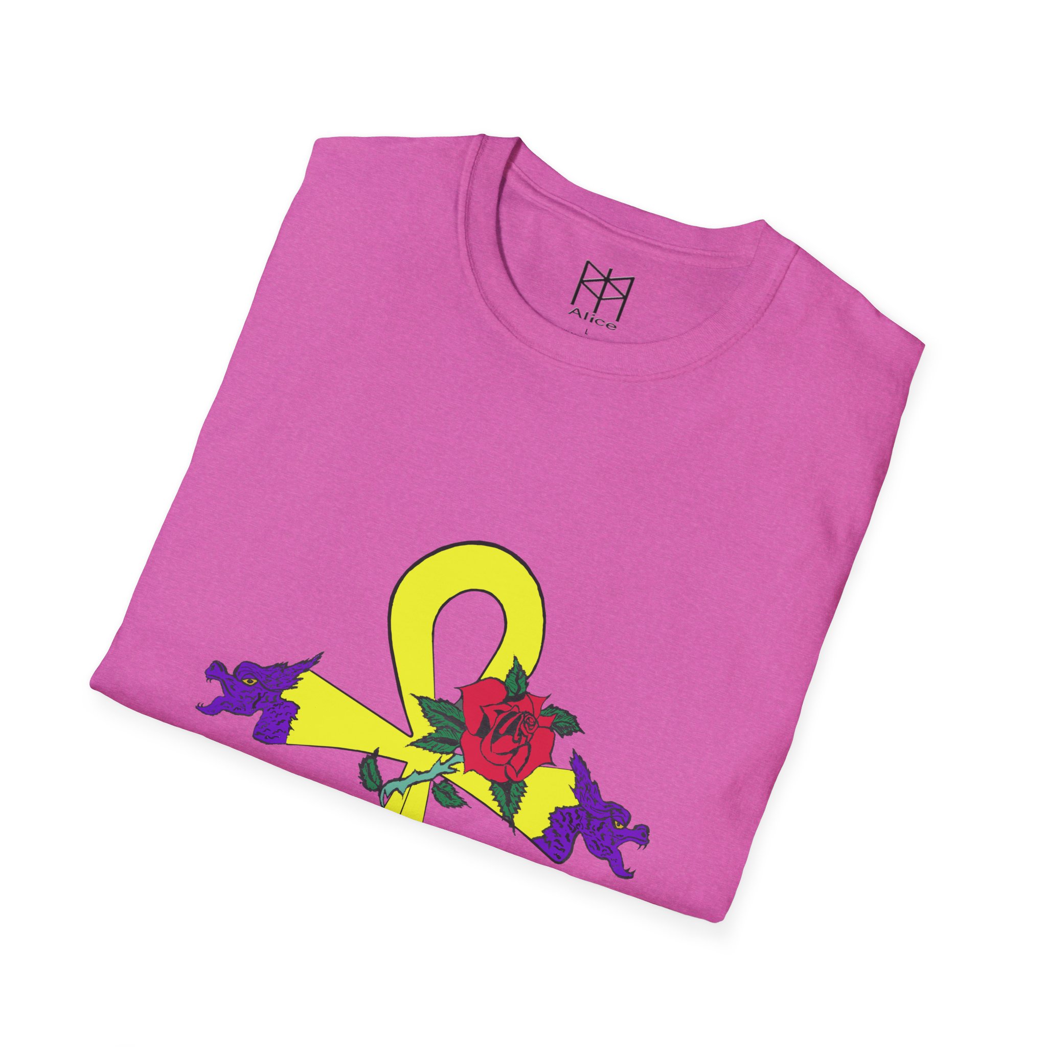 Gold Dragon Ahnk Unisex Softstyle T-Shirt - Image 40