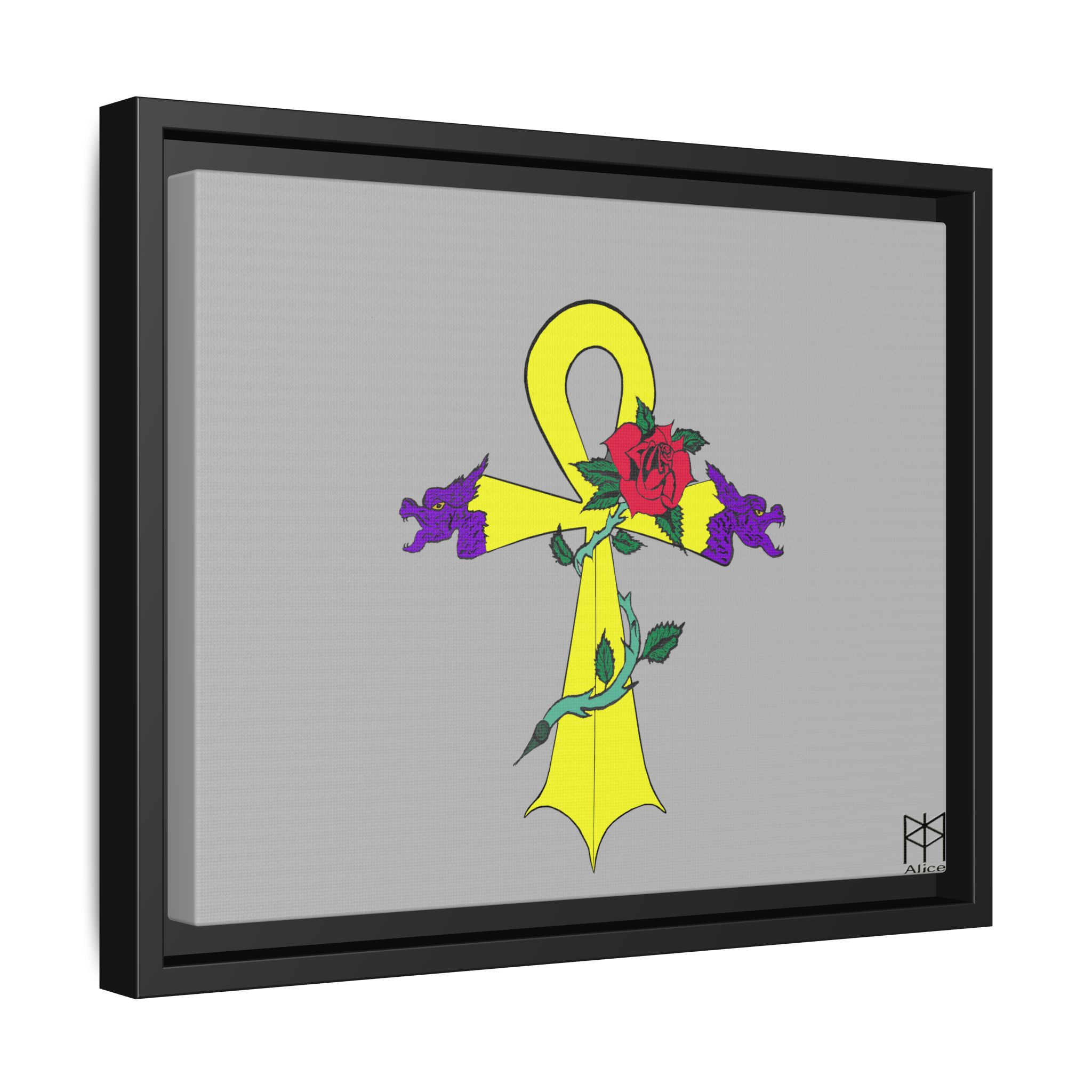 Golden Dragon Ahnk Matte Canvas, Black Frame - Image 6