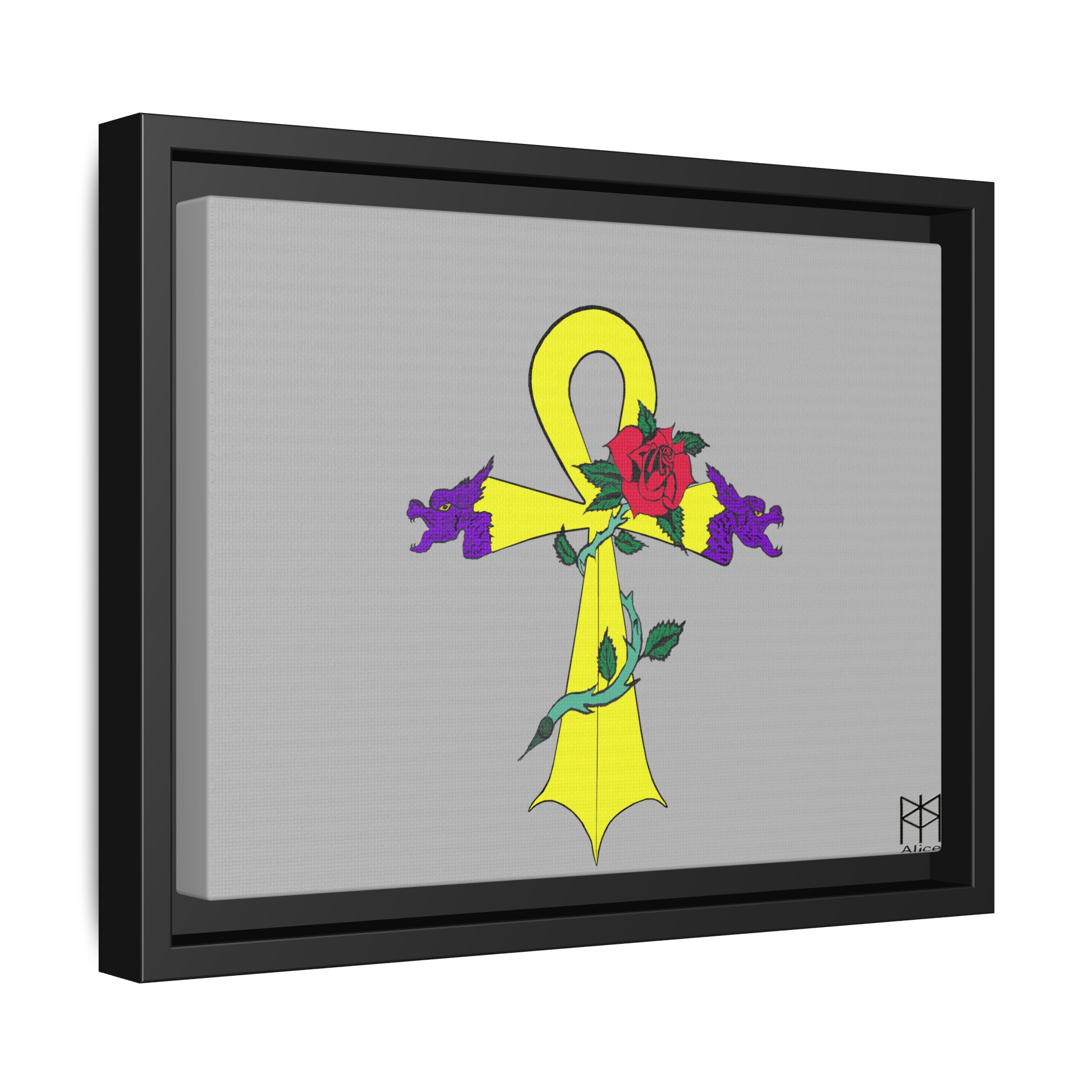 Golden Dragon Ahnk Matte Canvas, Black Frame - Image 2