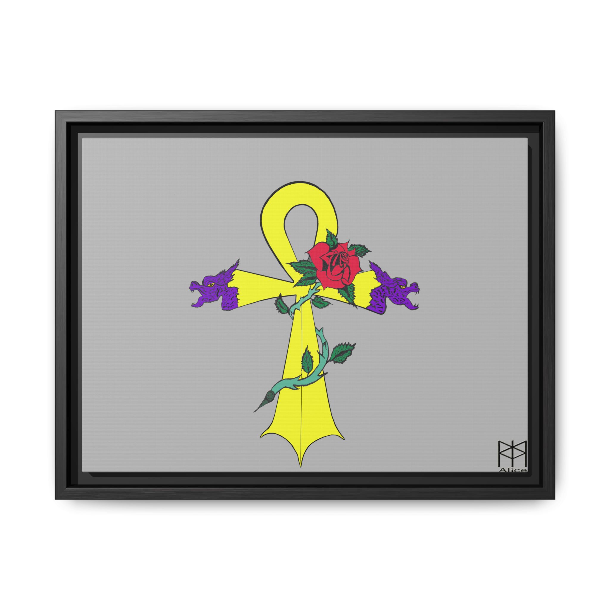 Golden Dragon Ahnk Matte Canvas, Black Frame - Image 9